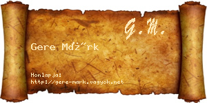 Gere Márk névjegykártya